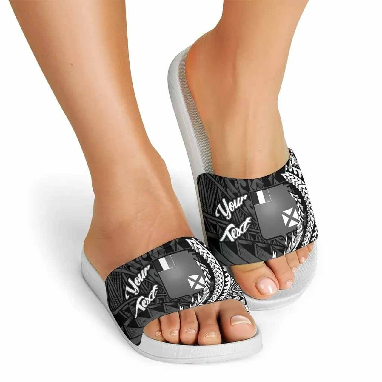 Wallis and Futuna Slide Sandals - Custom Personalised Wings Style 2