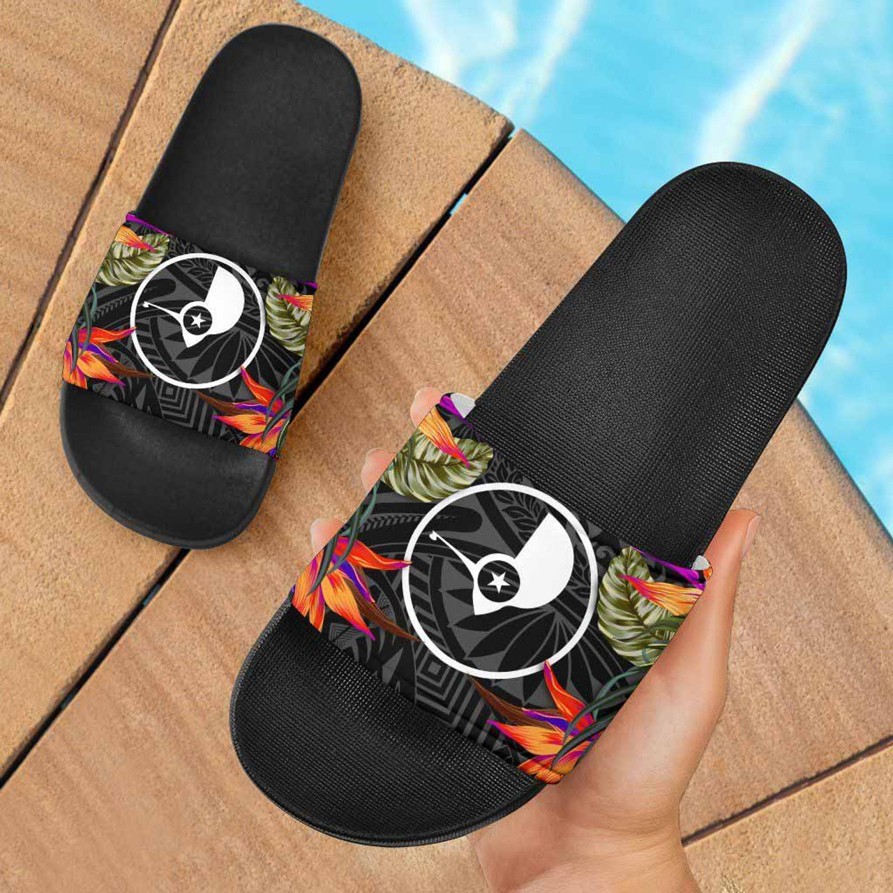 Yap Slide Sandals - Polynesian Hibiscus Pattern 1