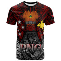 Papua New Guinea T-Shirt - Custom PNG Map Polynesian Flag Color Style T-Shirt