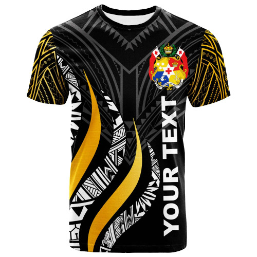 Tonga Custom Personalised T- Shirt - Tonga Strong Fire Pattern Gold 1