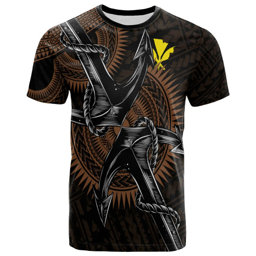 Hawaii Kanaka Maoli T-Shirt - Black Anchor Circle Pattern 1