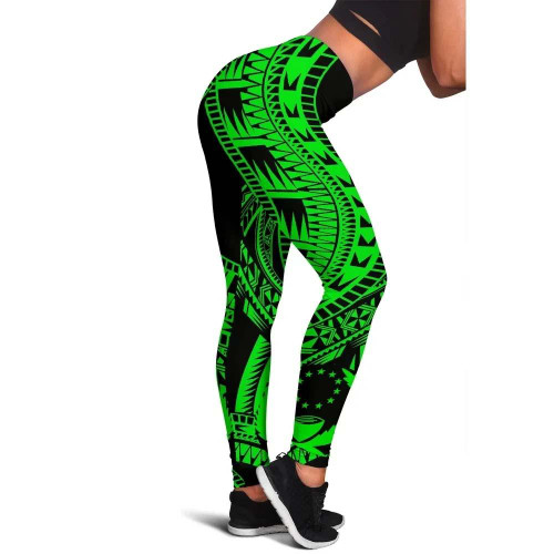 Pohnpei Legging Polynesian Pattern Green 1