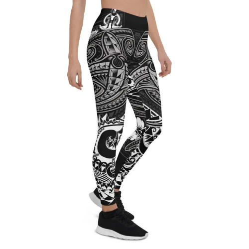 Vanuatu Polynesian Legging -White Shark Polynesian Tattoo 1