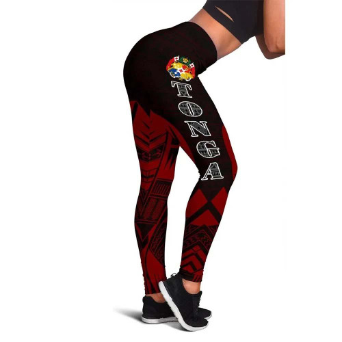 Tonga Polynesian Legging - Polynesian Tattoo Red Version 1