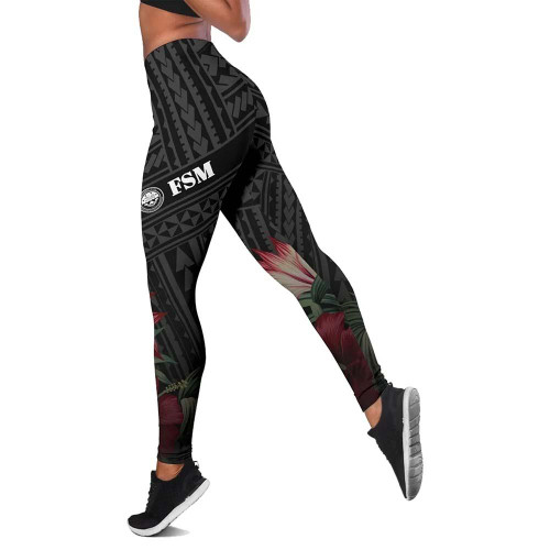 Federated States Of Micronesia Legging - Tropical Vintage Hibiscus 1