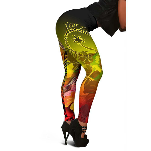 [Custom Personalised] Chuuk Legging - Humpback Whale with Tropical Flowers (Yellow) 1