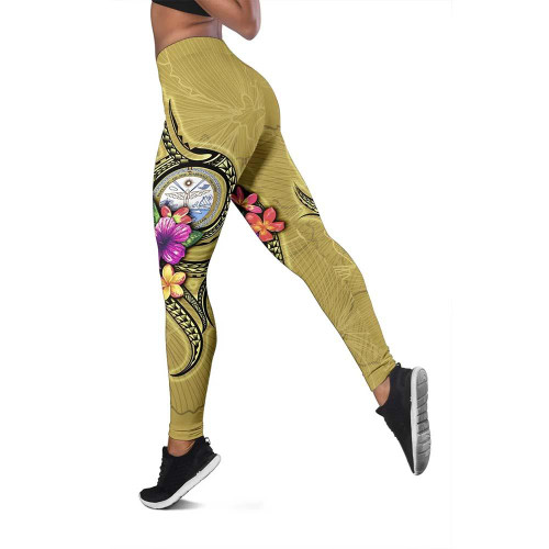 Marshall Islands Polynesian Legging - Floral With Seal Gold 1