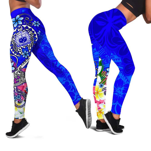 Samoa Legging - Turtle Plumeria (Blue) 1