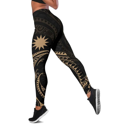 Nauru Polynesian Legging - Gold Tribal Wave 1