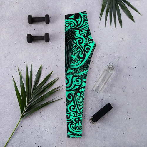 Polynesian Hawaii Legging - Polynesian Turquoise Humpback Whale 1