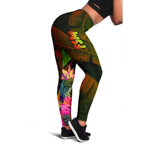 Federated States of Micronesia Polynesian Legging -  Hibiscus and Banana Leaves 1
