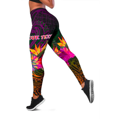 Polynesian Hawaii Personalised  Kanaka Maoli Legging - Summer Hibiscus 1