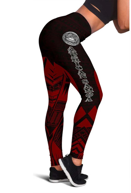 American Samoa Polynesian Legging - Polynesian Tattoo Red Version 1