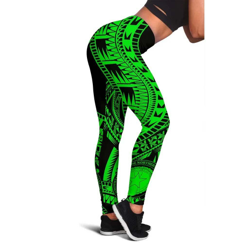 Northern Mariana Islands Legging Polynesian Pattern Green 1