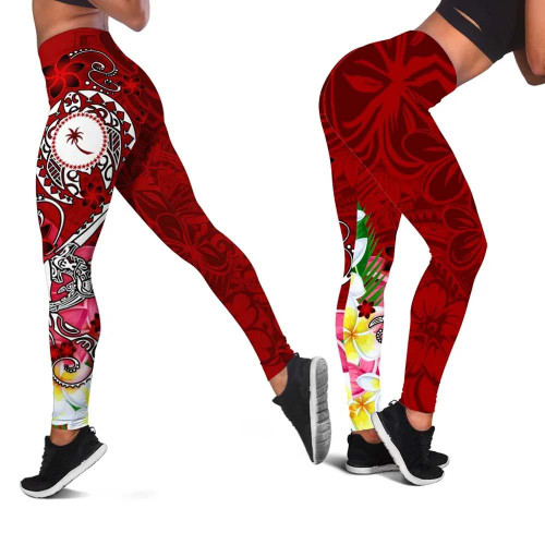 Kosrae Legging - Turtle Plumeria (Red) 1