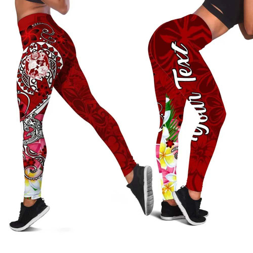 Tonga Custom Personalised Legging - Turtle Plumeria (RED) 1