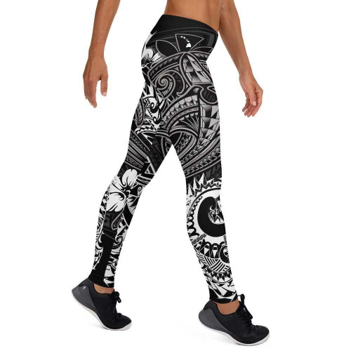 Hawaii Polynesian Legging - Kanaka Maoli White Shark Polynesian Tattoo 1