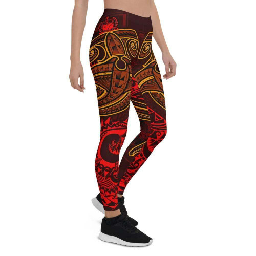 Samoa Legging - Red Shark Polynesian Tattoo 1