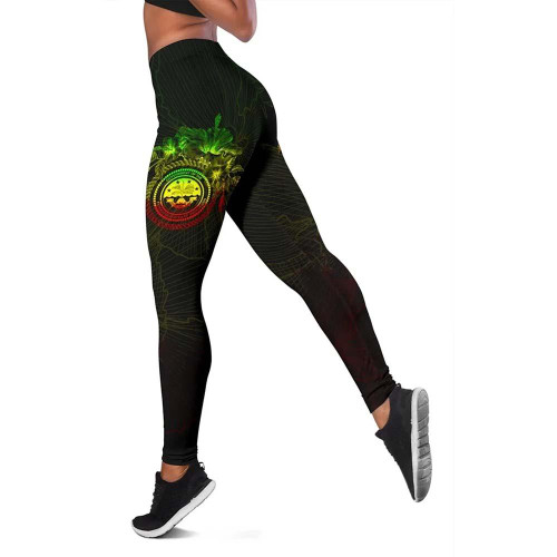 Federated States of Micronesia Legging - Reggae Turtle Hibiscus Flower Frame Vintage 1