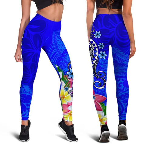 Guam Custom Personalised  Legging - Turtle Plumeria (Blue) 1