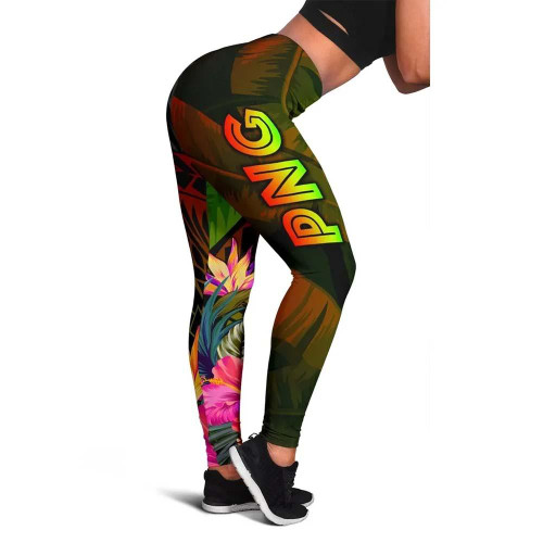 Papua New Guinea Polynesian Legging -  Hibiscus and Banana Leaves 1