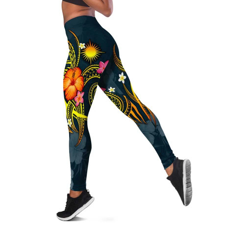 Marshall Islands Polynesian Legging - Legend of Marshall Islands (Blue) 1