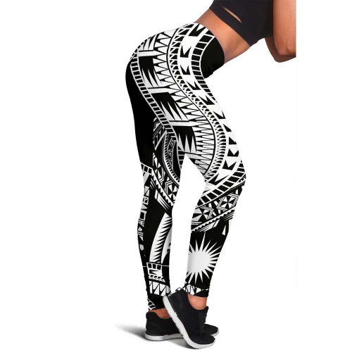 Marshall Islands Islands Legging Polynesian Pattern Black 1