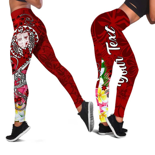 Fiji Custom Personalised Legging - Turtle Plumeria (Red) 1