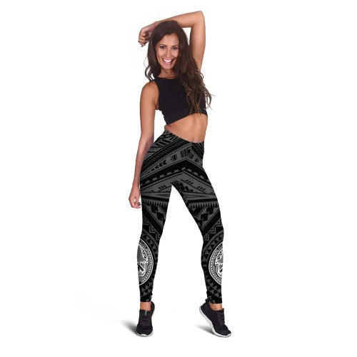 American Samoa Personalised Legging - Seal In Polynesian Tattoo Style ( Black) -BN25 1