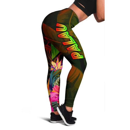Palau Polynesian Legging -  Hibiscus and Banana Leaves 1