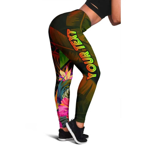 YAP Polynesian Personalised Legging -  Hibiscus and Banana Leaves 1