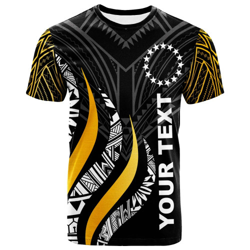 Cook Islands Custom Personalised T- Shirt - Cook Islands Strong Fire Pattern Gold 1
