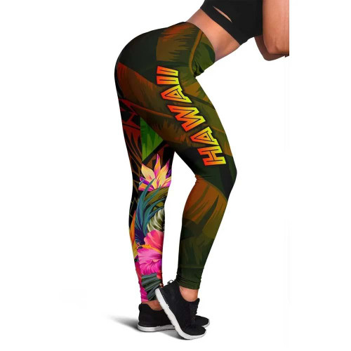 Polynesian Hawaii Polynesian Legging -  Hibiscus and Banana Leaves 1