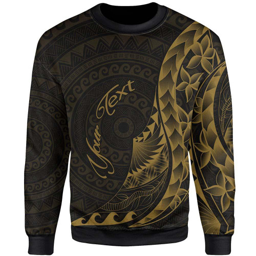 American Samoa Sweatshirt - Custom Personalised Polynesian Pattern Style Gold Color 1