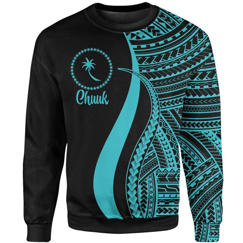 Chuuk Sweatshirt - Turquoise Polynesian Tentacle Tribal Pattern 1