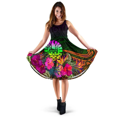 Tahiti Midi Dress - Summer Hibiscus 1