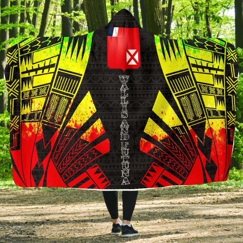 Wallis And Futuna Hooded Blanket - Polynesian Tattoo Reggae 1
