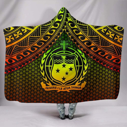 Polynesian Samoa Hooded Blanket - Reggae Vintage Polynesian Patterns 1