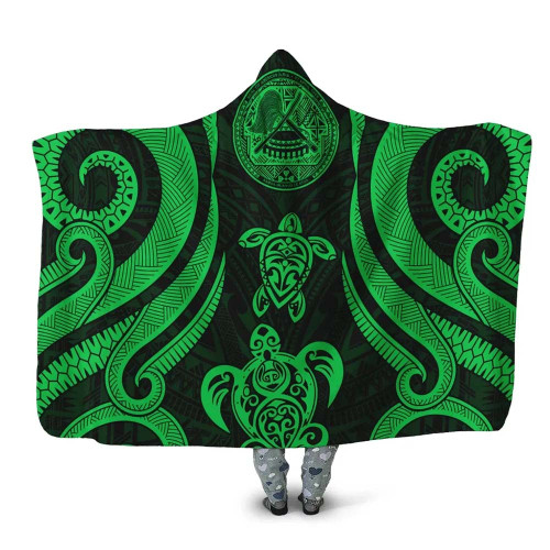 American Samoa Hooded Blanket - Green Tentacle Turtle 1