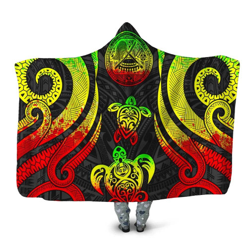 American Samoa Hooded Blanket - Reggae Tentacle Turtle 1