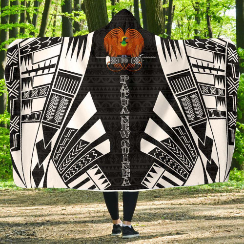 Papua New Guinea Hooded Blanket - Polynesian Tattoo Black 1