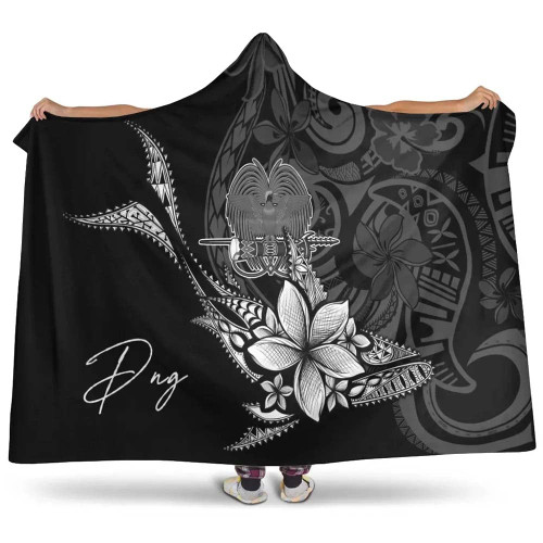 Papua New Guinea Hooded Blanket - Fish With Plumeria Flowers Style 1