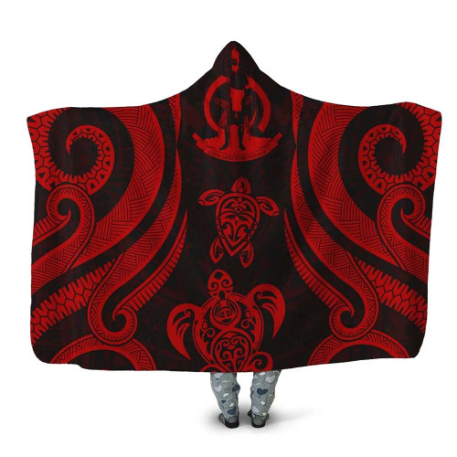 Vanuatu Hooded Blanket - Red Tentacle Turtle 1