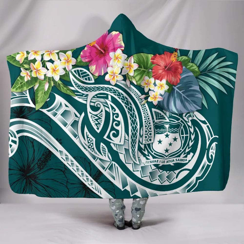 Samoa Polynesian Hooded Blanket - Summer Plumeria 1