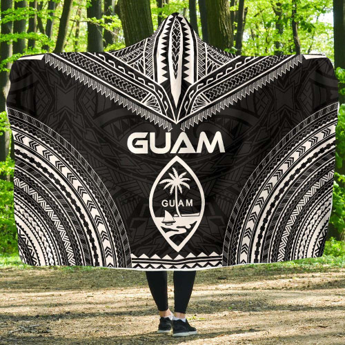Guam Polynesian Chief Hooded Blanket - Black Version 1