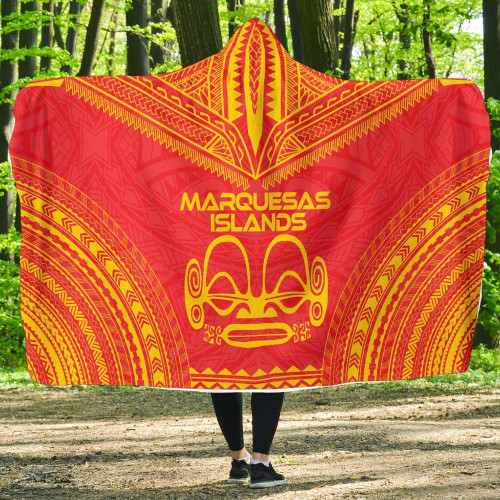 Marquesas Islands Flag Polynesian Chief Hooded Blanket 1