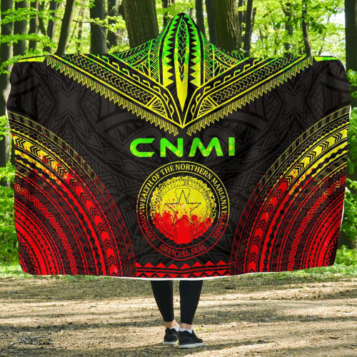 Northern Mariana Islands Polynesian Chief Hooded Blanket - Reggae Version 1