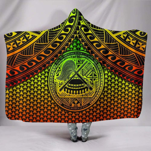 Polynesian American Samoa Hooded Blanket - Reggae Vintage Polynesian Patterns 1