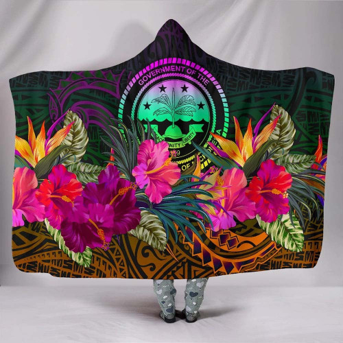 Federated States of Micronesia Hooded Blanket - Summer Hibiscus 1