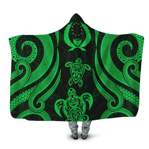 Pohnpei Hooded Blanket - Green Tentacle Turtle 1